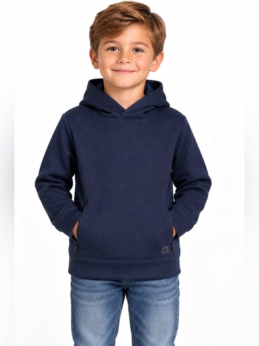 GapFit Kids Boys XS 4-5 Navy Blue Hooded Performance Pullover Jacket NWT